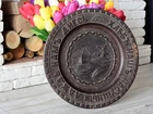 Antique ! 19th decor Ukraine russian wood carving plate rustic Primitive vtg art