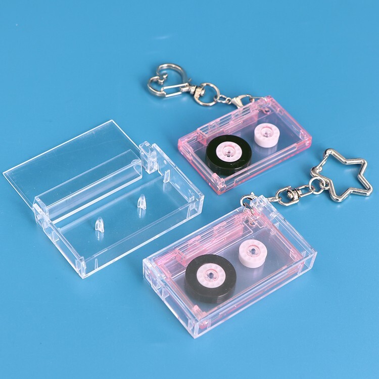 2PCS Mini Vinyl NFC Album Keychain CD Music Lover Cassette