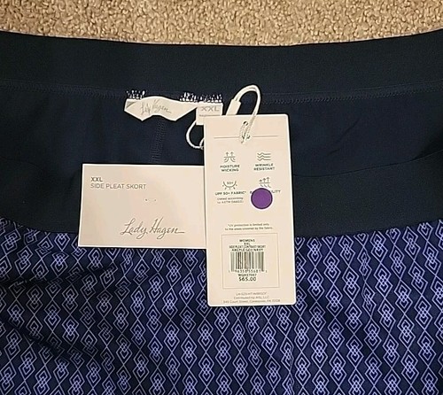 NWT Lady Hagen Women’s Argyle Geo Navy Side Pleat Skort/Skirt Golf - Size XXL - Picture 7 of 7