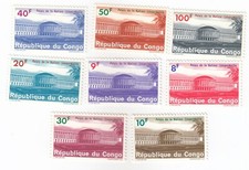 Congo, Lot De 8 Timbres, Palais National De 1964, Léopoldville