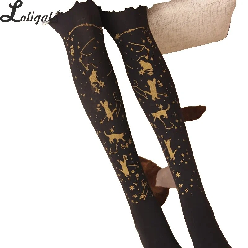 Pantimedias y medias para mujer de terciopelo para gato