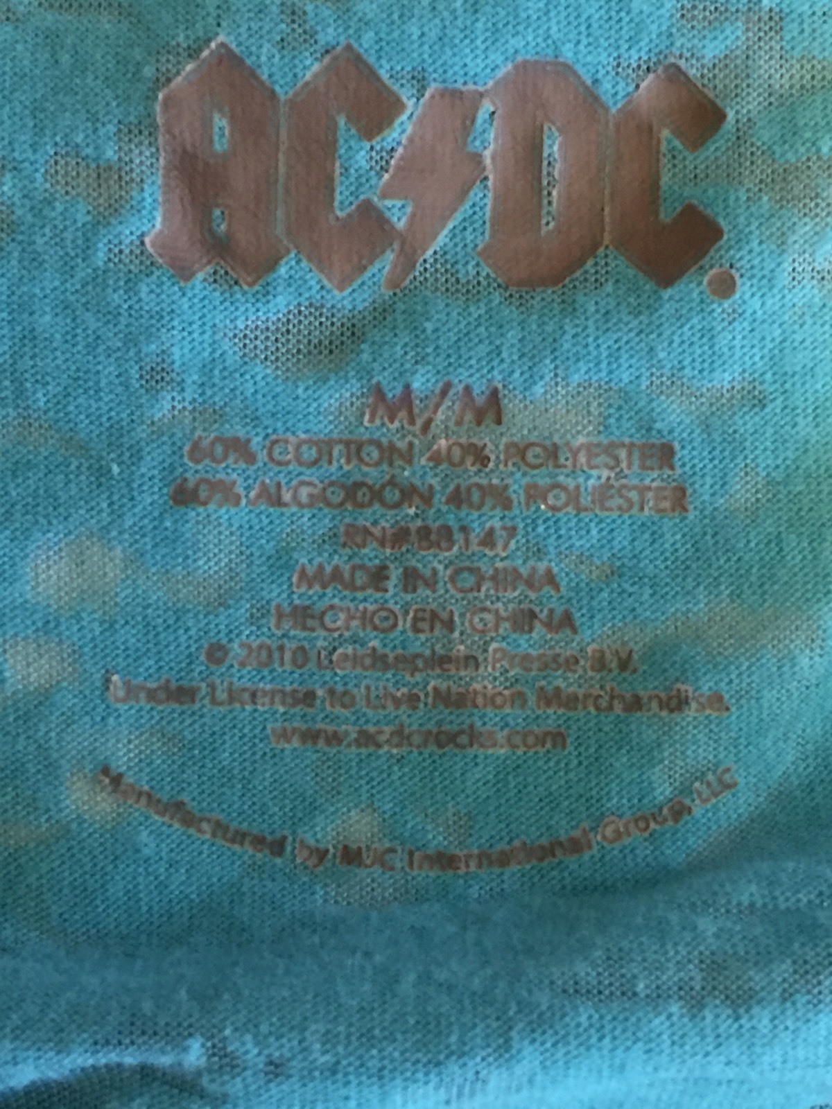 Distressed AC DC Turquoise Blue Short Sleeve T-Shirt Women’s Size ...