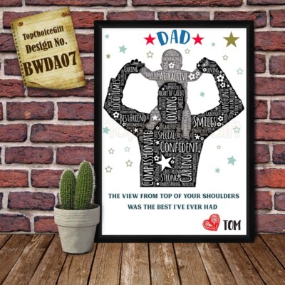 PERSONALISED Son Father Gift -Gift Card for Dad from Son - Word art Family Print