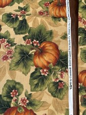 Orange/White Packed Thanksgiving Harvest Pumpkins Cotton Fabric Set Of 2 Pieces