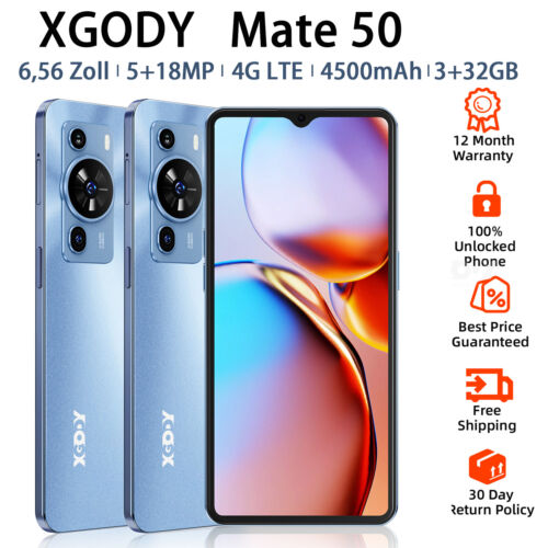 XGODY Nowy smartfon 3 + 32GB bez umowy Android Telefon komórkowy Dual SIM Quad Core 4G GPS - Zdjęcie 1 z 15