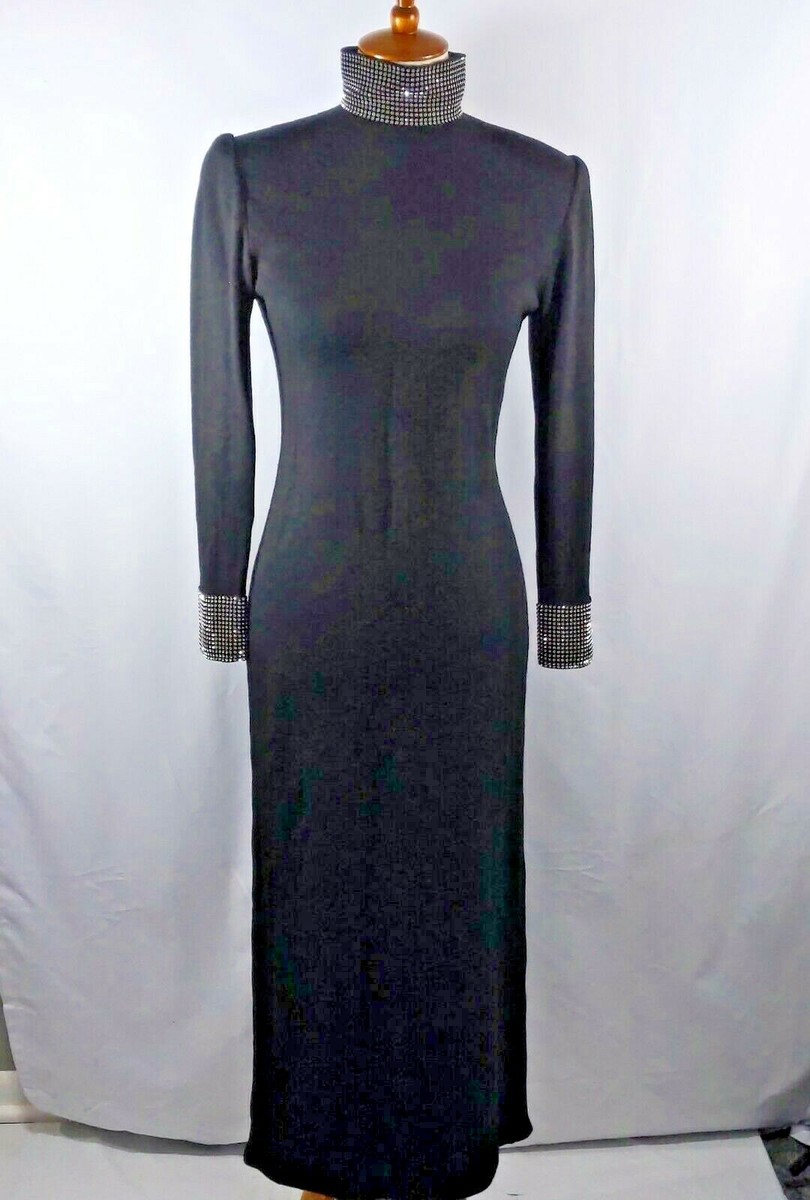 Vintage Classic DANA HOGAN Blk SANTANA Knit DRESS by Robyn Michelle Full  Length