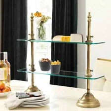 Glass Serving Stand Table top Glass adjust in height Home decor