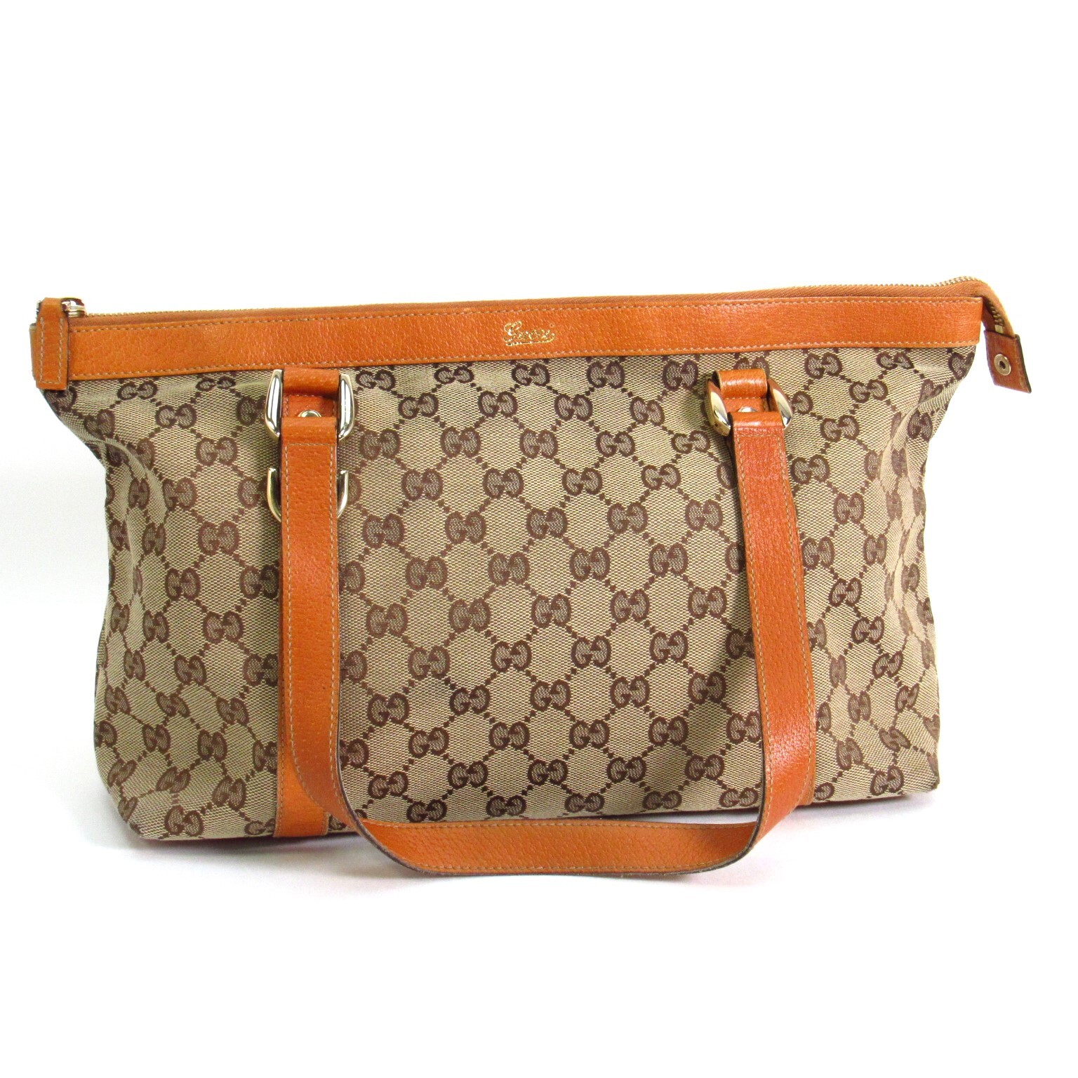 Gucci GG Canvas Orange Tote Bag - Entrupy Authenticated D-Gold One-Size-image