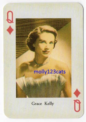 Swedish Film Star Playing Trade Card Grace Kelly Queen of Diamonds