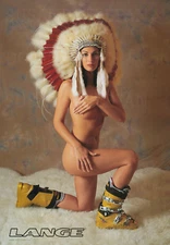 Lange Ski Boots Poster Feather Headdress Girl Skiing Sexy
