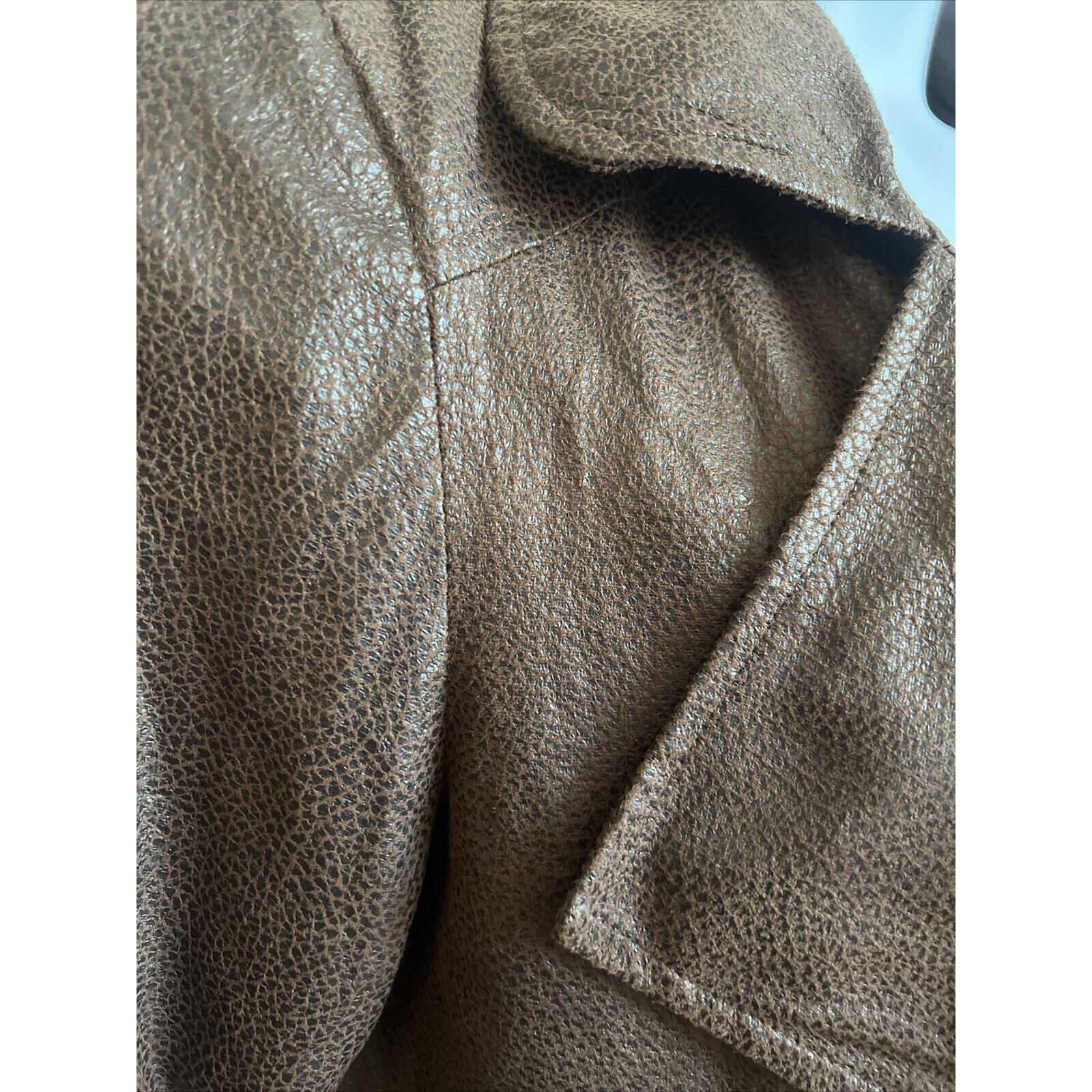 Womens Notations Open Front Jacket Small Faux Lea… - image 3