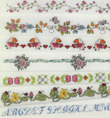 BORDER COLLECTION--7 Different Designs-Includes ABC-Counted Cross Stitch Pattern