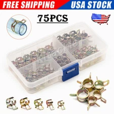 75Pcs Hose Spring Clamps Fastener 6-10mm Fuel Water Line Pipe Air Tube Clips Kit