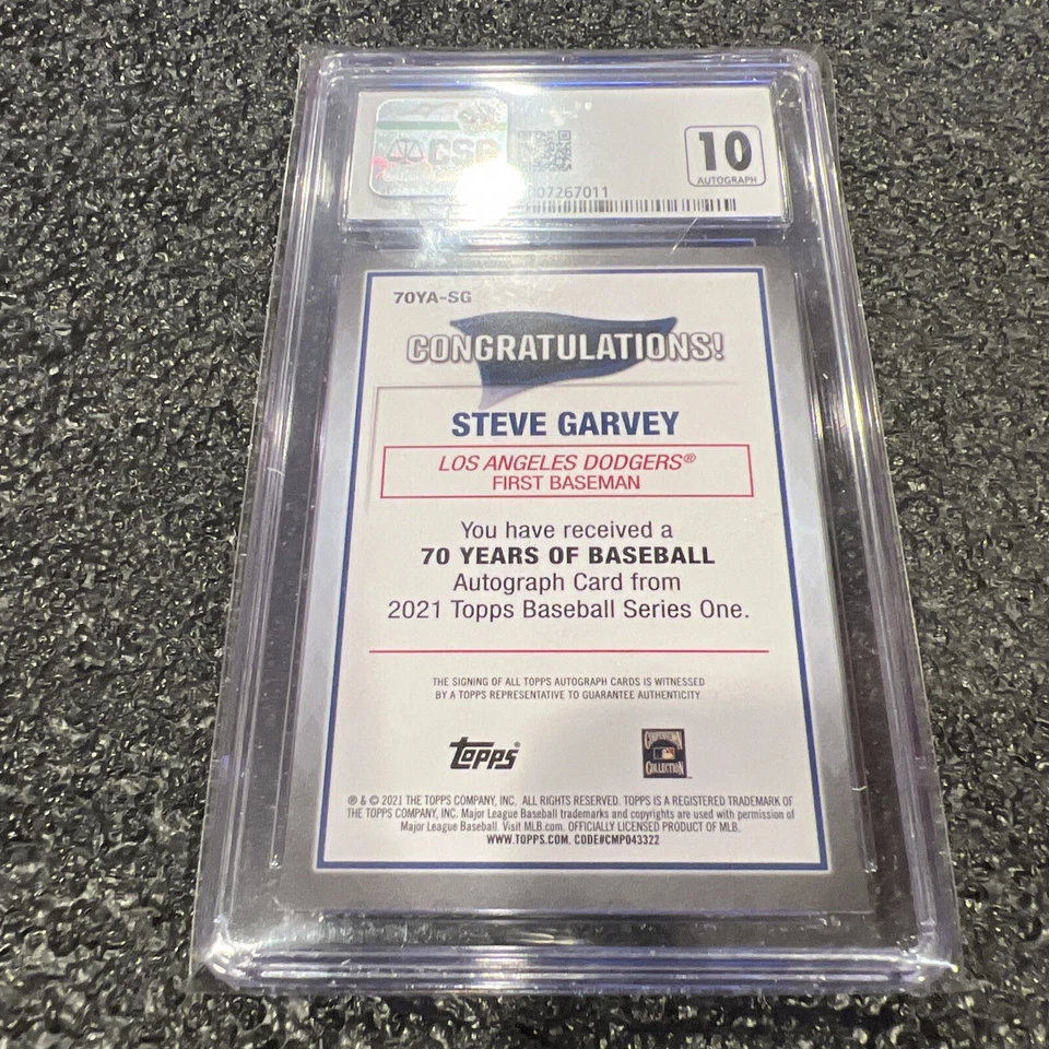 2021 TOPPS 70 years of baseball STEVE GARVEY CSG 9 Autograph 70YA-SG LA Dodgers - Image 2 of 2
