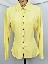 Womens Yellow Snap Button Down Top by Cato M