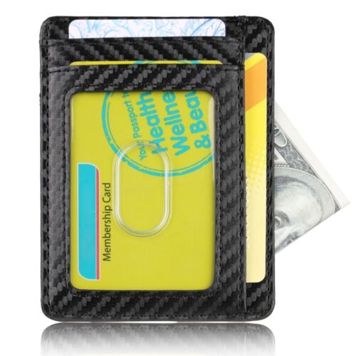 Minimalist Wallets for Men & Women Front Pocket Leather Card Holder Wallet - Picture 1 of 11