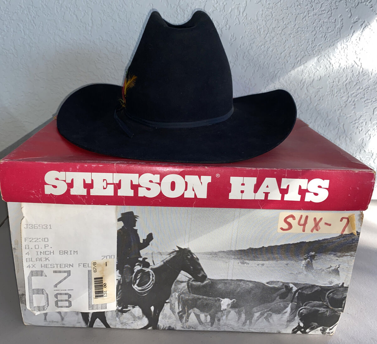 Vintage John B Stetson 4X Beaver 6-7/8 XXXX Cowboy Hat Felt Vintage John B Stetson 4X Beaver 6-7/8 XXXX Cowboy Hat Felt