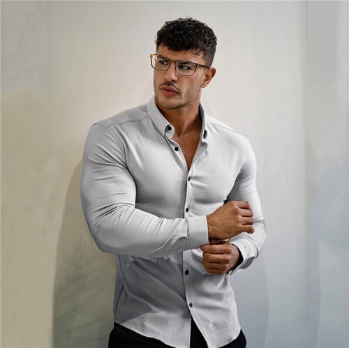 Men's Long Sleeve Super Slim Fit Plain 