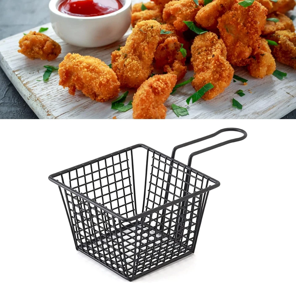 Mini Cestino per Patatine Quadrato, Tavolo per Patatine Fritte in Metallo Che Se - Immagine 4 di 4