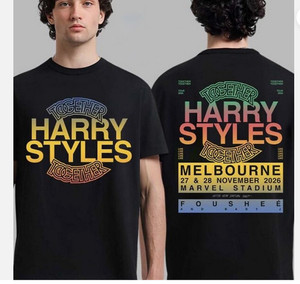 T-shirt Homme Harry Styles Promotion Marchande Officielle - Taille XXL Noir Effet Délavé - Occasion TB