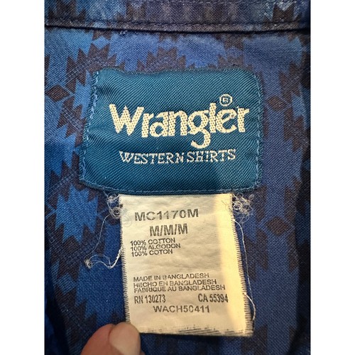 Vintage Wrangler Aztec Western Pearl Snap Shirt - Men's Size Medium Iconic - Picture 5 of 8