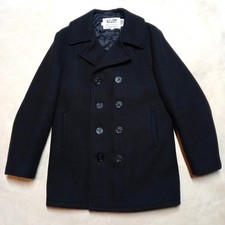 Schott NYC US 740N Made in USA Wool Military Pea Coat Jacket Size 40 (LARGE)