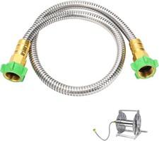 3FT Short Garden Hose Female to Female Stainless Steel Leader Hose for Hose Re