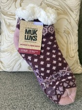 New MUK LUKS Women's Cabin Socks Size L/XL 8-10 Slipper Warm  Cozy Non-Skid