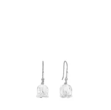 LALIQUE CRYSTAL MUGUET CLEAR & SILVER EARRINGS #7780900 BRAND NIB SAVE$$ F/SH