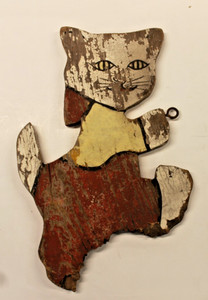 Early Vintage Wooden Garden Cat / Folk Art