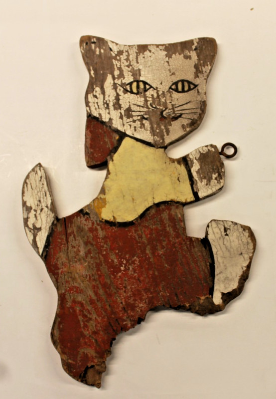 Early Vintage Wooden Garden Cat / Folk Art