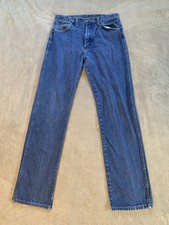 Vintage Wrangler Mens 33x34 Fits 32x33 Blue Denim Jeans 13MWZ Cowboy Cut USA