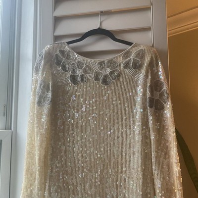 Vintage Indian Silk Beaded Dress SzS