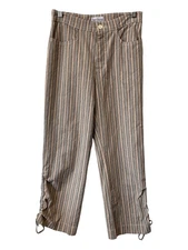 Vintage 90s French Dressing Striped Straight Leg Pant Sz 6 Natural Deadstock NEW