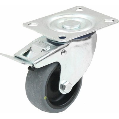 100mm swivel/brake castor with grey electrically conductive thermoplastic rubber