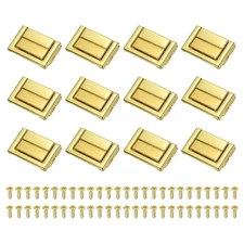 Toggle Catch Lock 1.5" x 1", 12 Pack Metal Rectangle Hasp Latch, Gold