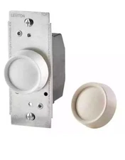 LEVITON RNL06-TW Rotary Dimmer White & Light Almond Knob NEW