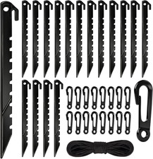 33Pcs Inflatable Stakes and Tether, Heavy Duty Plastic Tent Stakes with Hooks fo