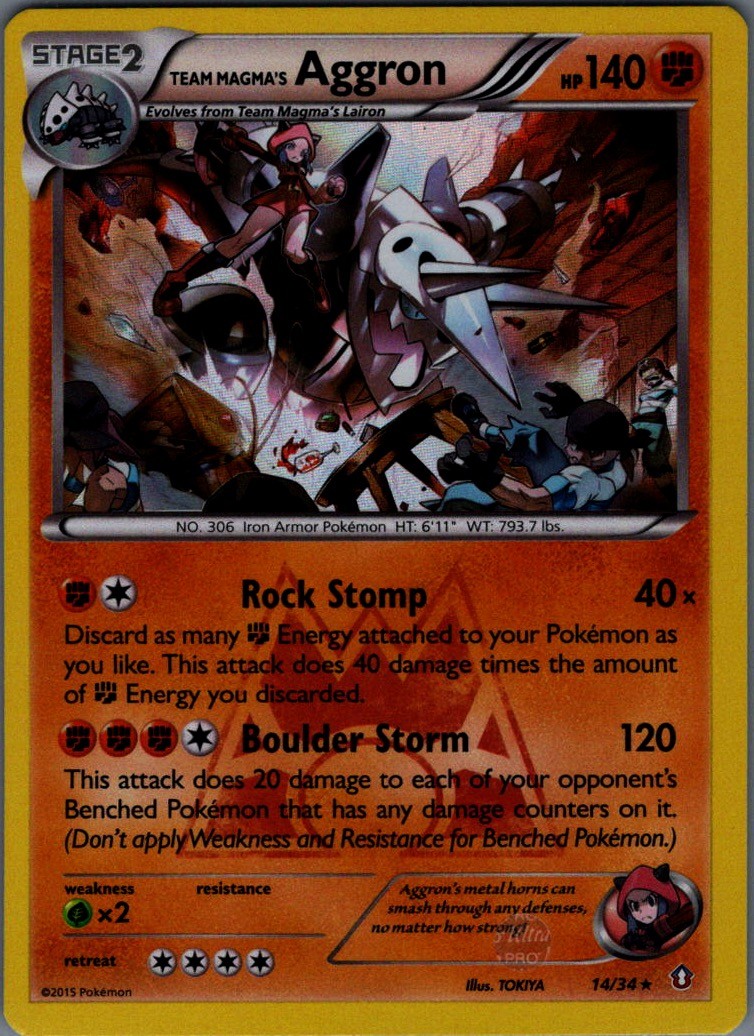 Team Magma's Aggron Holo Rare Double Crisis 14/34 NM