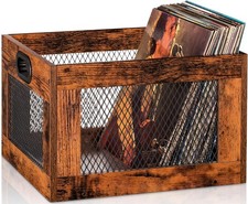 Vinyl Record Storage Crate Wooden Record Holder Classic Cube Record Organizer