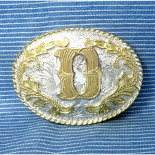 D Belt Buckle Western Initial D Monogram Larger Classic Filigree Scroll .GTA265