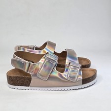 Wonder Nation Girls Iridescent Holographic Slingback Sandals Silver Size 1