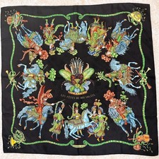 Herm s Scarf Carr 90 LES FETES DU ROI SOLEIL 100 Silk Japan