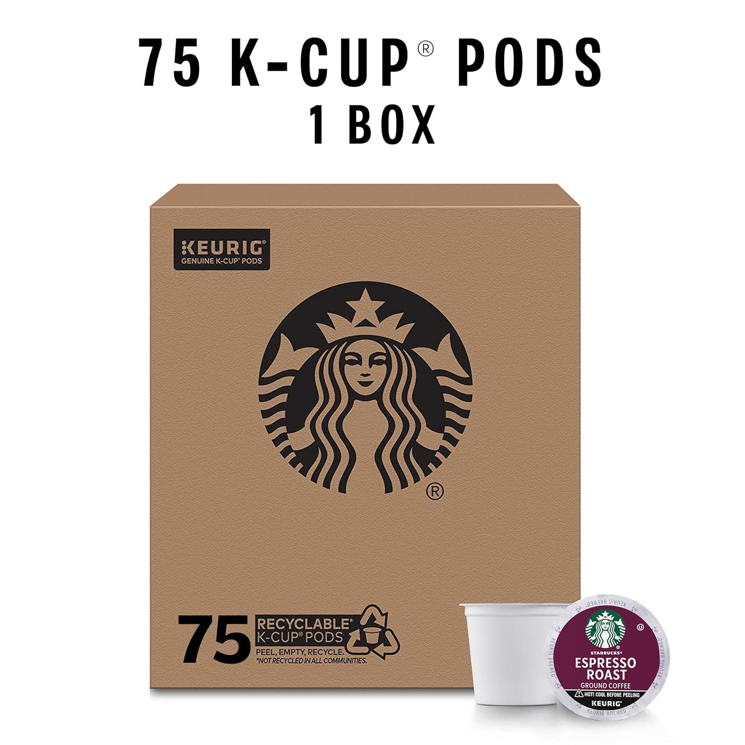 K-Cup Coffee Pods, Dark Roast Coffee, Espresso Roast for Keurig Coffee Makers, 1