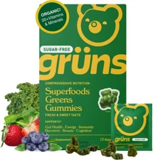 Grüns Adult Sugar-Free Superfoods Greens Gummies - 96ct/12 Servings