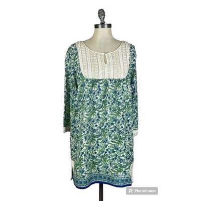 Calypso St Barth Small Tunic Dress Cover Up Floral Beaded Beach Vacation resort