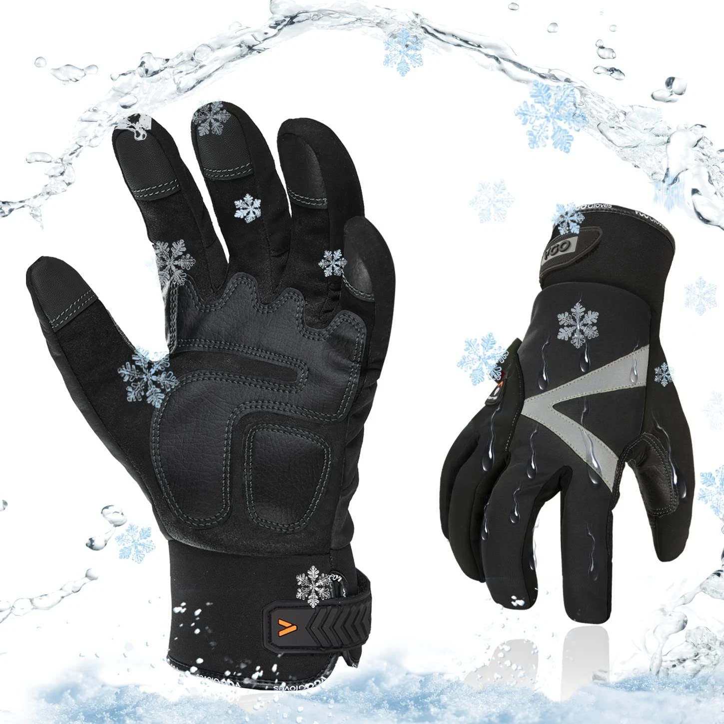 Vgo... 1 pair Winter Gloves Waterproof Men, Warm Work Gloves 3M Thinsulate wi...