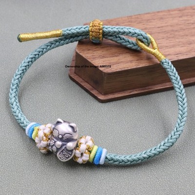 Reines 999 Feinsilber Lucky Rich-Pixiu verstellbares Armband Handarbeit 15-17cm