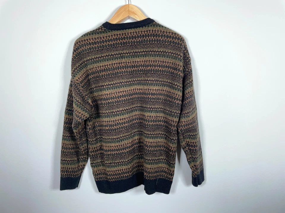 Towncraft Sweater Adult XL Geometric Stripe Crewneck Dad Style 90s Preppy - Image 2 of 4