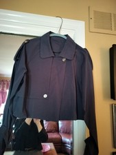 Jacket Navy Blue Cropped Belted Jacket Size S